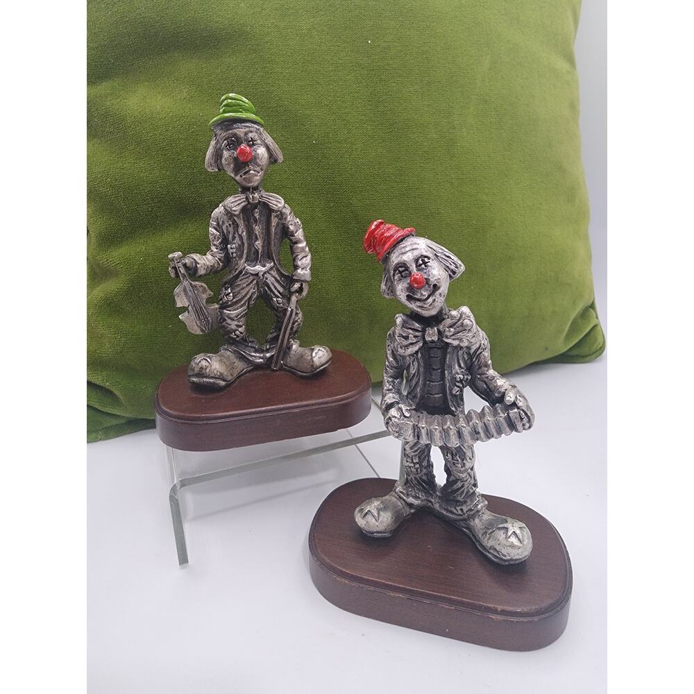 2 Pewter Circus Clown collectible Figurine George Good Corp 1984 4.5" tall